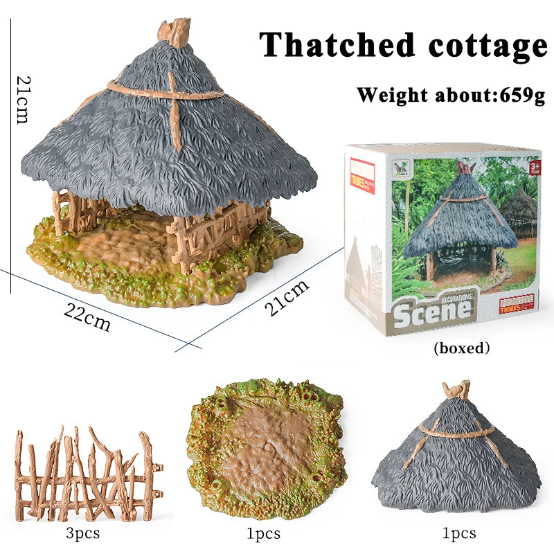 Oenux Simulation Home Decoration Stone Tree Stump Baobab Cacti Farm House Car Fence Accessory Animals Model Education Kids Toys