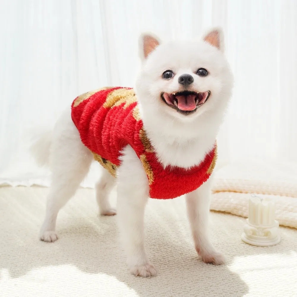 New XS-9XL Winter Puppy Clothes Warm Fleece Dog Sweater Dog Vest Cute Bear Pattern Pet Supplies Vest Pitbull New Year's Gift