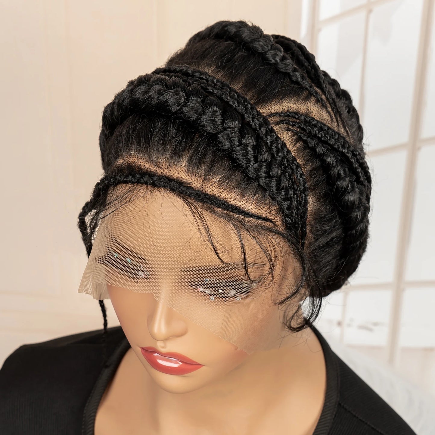 New Arrival Afro Bantu Braided Wigs Synthetic Full Lace Cornrow Box Braided Wigs Natural Handmade Braids Wig for Black Women