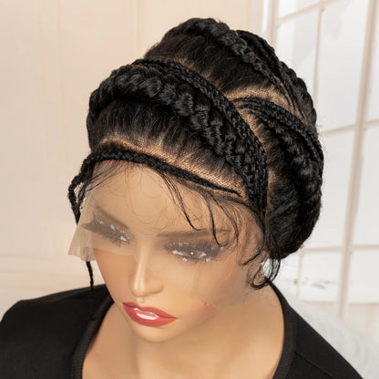 New Arrival Afro Bantu Braided Wigs Synthetic Full Lace Cornrow Box Braided Wigs Natural Handmade Braids Wig for Black Women