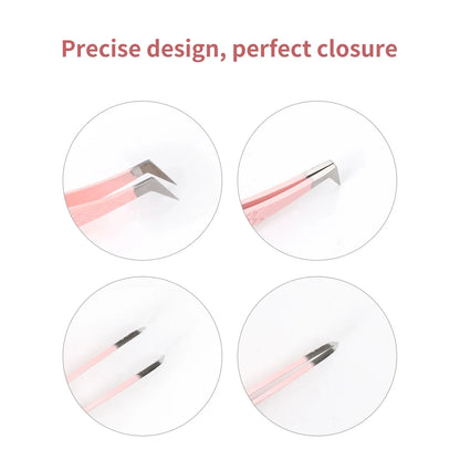 GEMERRY 1 Pcs Pink Gradient Angel Eyelash Tweezers Fiber Tips High Precision Professional Stainless Steel Tool