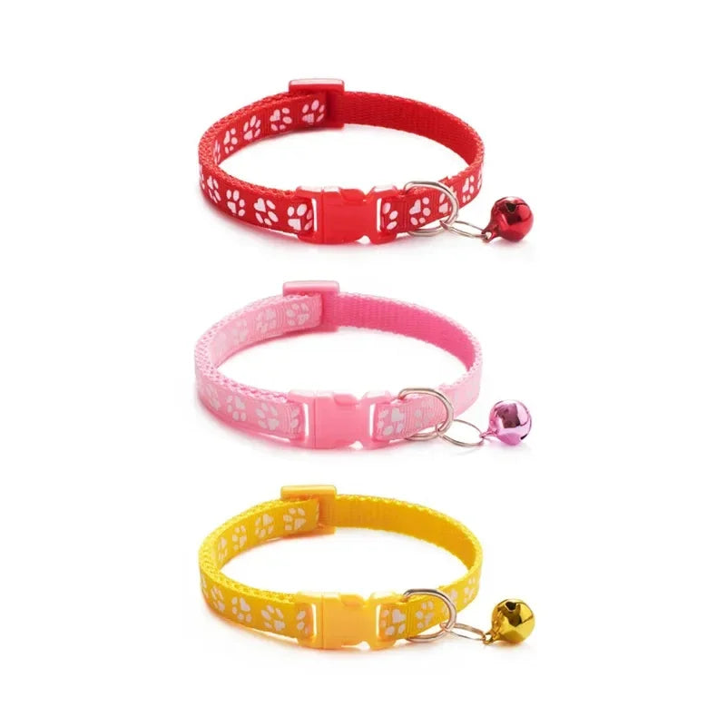 1/3/6/12/18Pcs Hot Pet Cat Bell Collar Dog Print Cat Collar Multi-Color Optional Necklace Ring Cat Rope Collar Pet Supplies