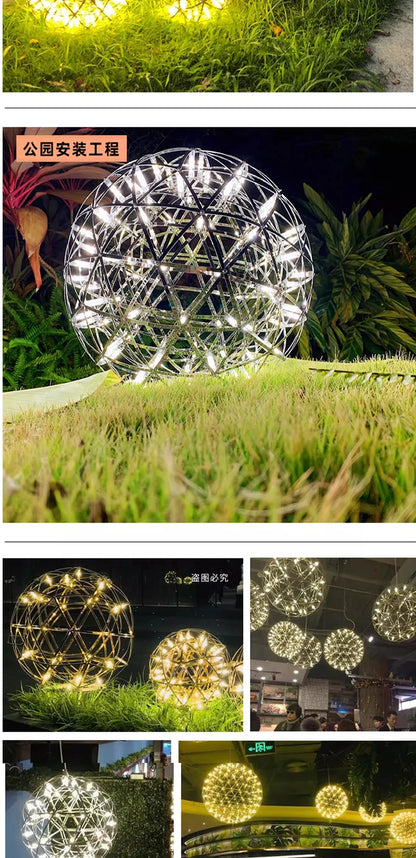 Modern Brief Loft Spark Ball LED Chandelier Fixture Firework Ball Stainless Steel Pendant Lamp for Home Decor Lighting 110-240V