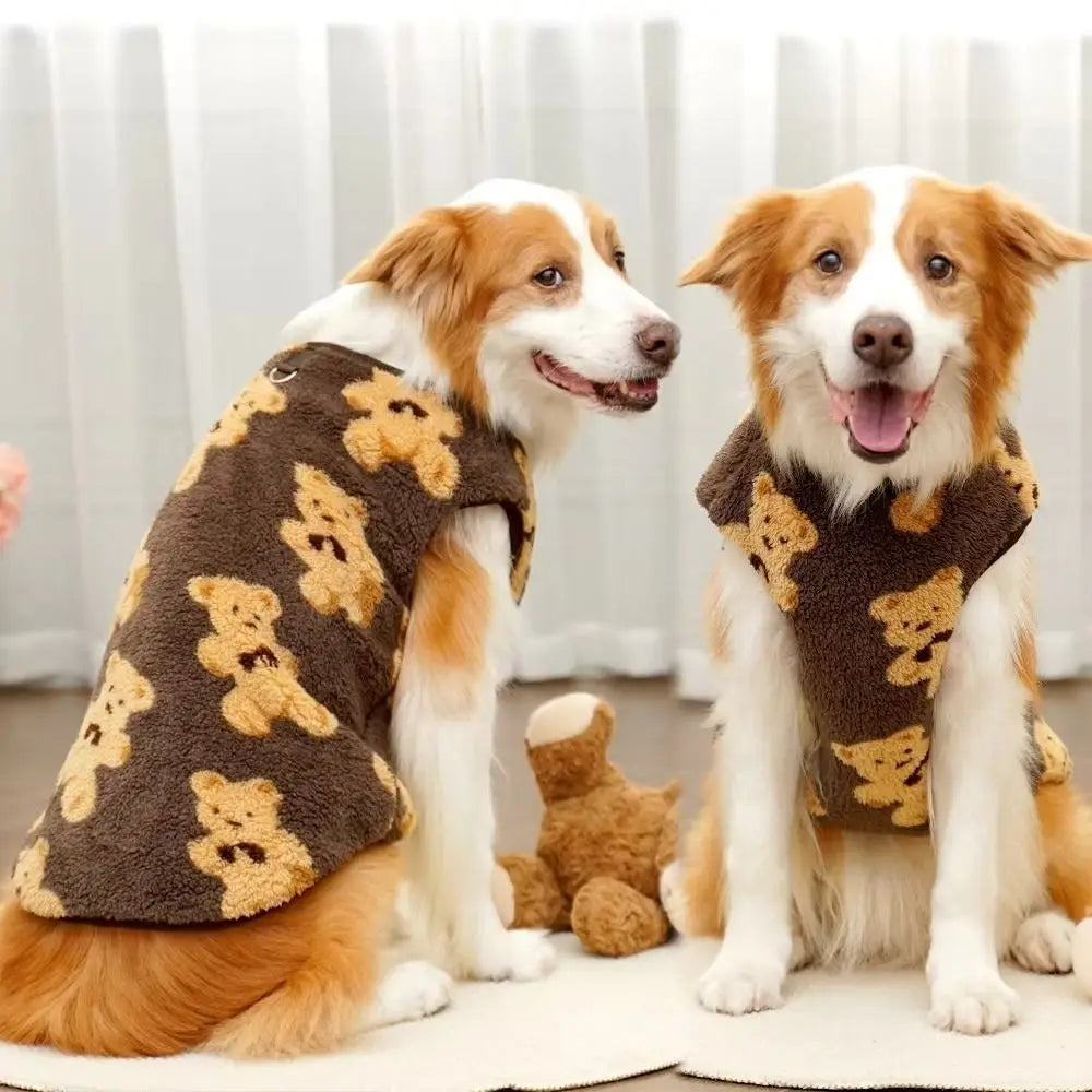 New XS-9XL Winter Puppy Clothes Cute Bear Pattern Warm Fleece Dog Vest Pet Supplies Dog Sweater Vest Pitbull New Year's Gift