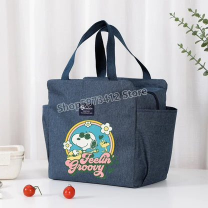 Snoopys Portable Lunch Drink Carrier Insulated Bag Fresh Cooler Pouch Food Thermal Box Tote Picnic Container Bags Cute Kids Gift