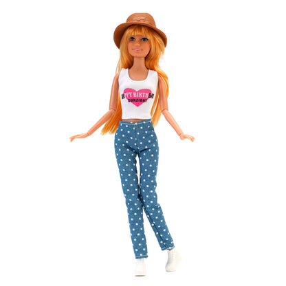Fashion BJD Doll Clothes Top+pants(+Hats+shoes)Set Fit 30cm Doll&1/6 BJD Doll Clothing Accessories,Toys For Girls Gifts Festival