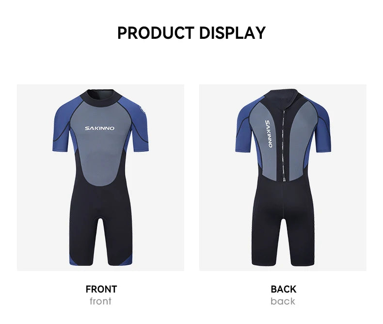 Men's 2mm 3mm One-piece Diving Suit Thermal Insulation Sun Protection Short Sleeve Swimming Surfing Snorkeling Shorty Wetsuit