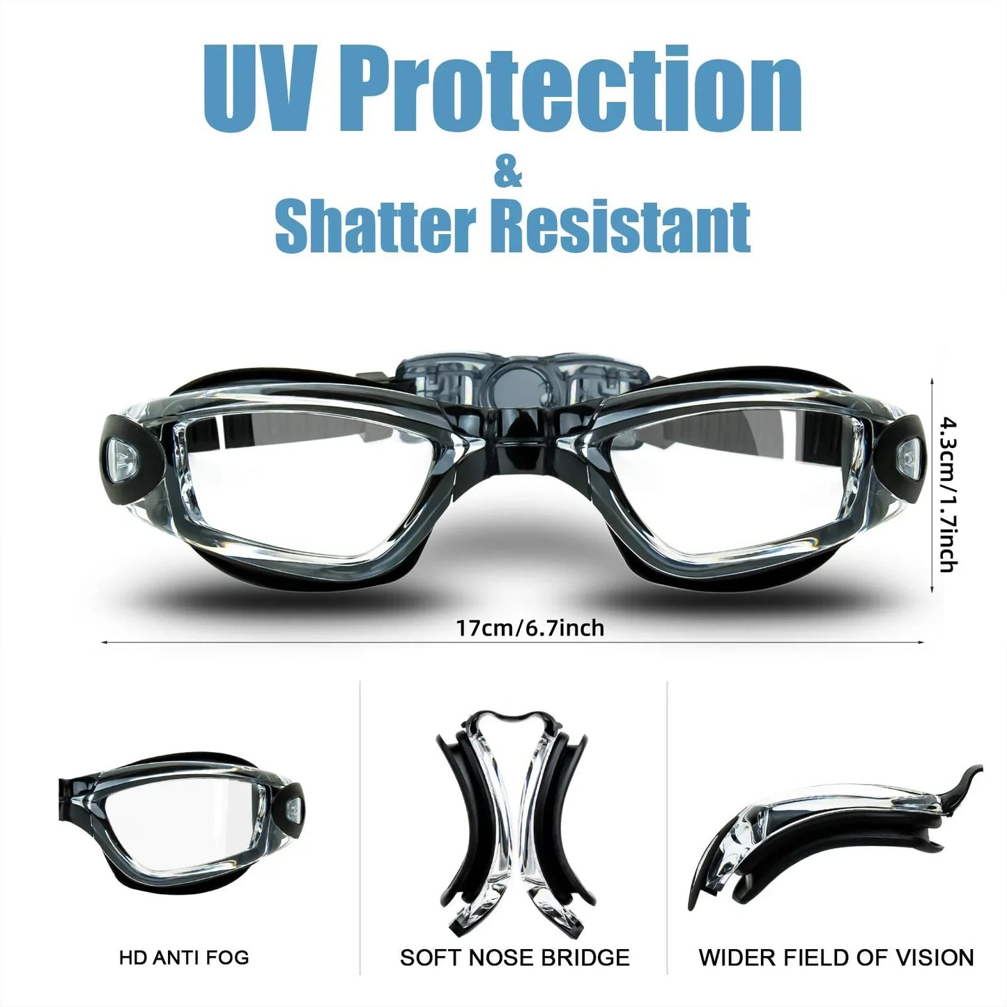Swimming Goggles Professional Waterproof Swim Eyewear Glasses Anti-fog 100% UV Protection No Leaking For Adult Men Women Youth