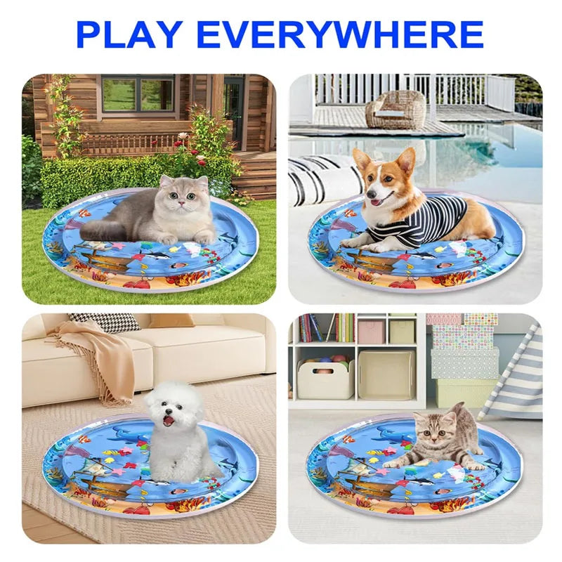 Sea Ocean Water Mat Sensory Water Mat Thickened Inflatable For Cat Pet Supplies Cleaning Cooling Mat Summer Cat Pets Accessories