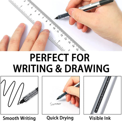 Deli Rollerball Pens, 12 Pack Blue/ Black Liquid Ink Ballpoint Gel Pens, 0.5 mm Fine Tip Rolling Ball Pens for Writing Drawing