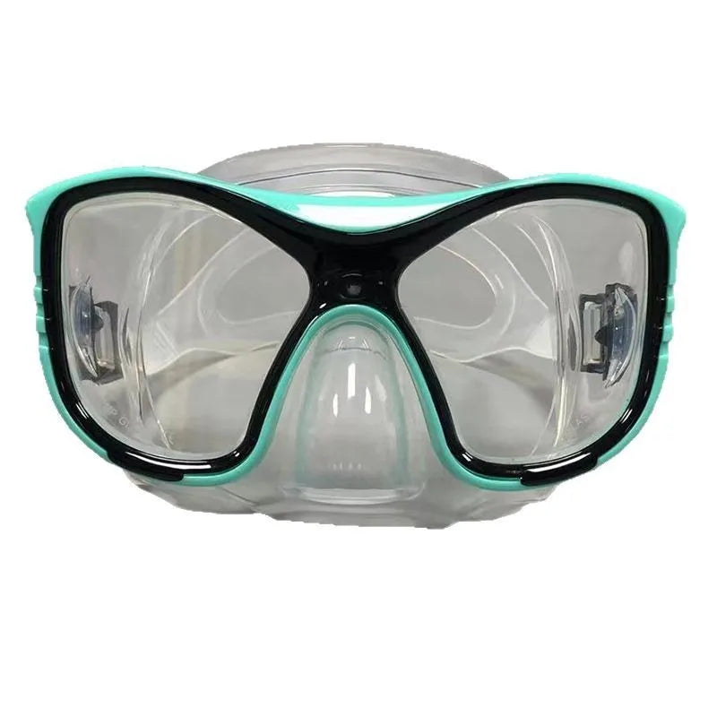 Large-Frame Diving Goggles Set: Silicone, Wide View, Tempered Glass