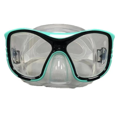 Large-Frame Diving Goggles Set: Silicone, Wide View, Tempered Glass