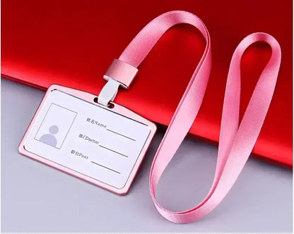 Credit Card Cover Women Aluminum Alloy Work Name Card Holders Case Business Work Card ID Badge Lanyard Holder Metal Bags