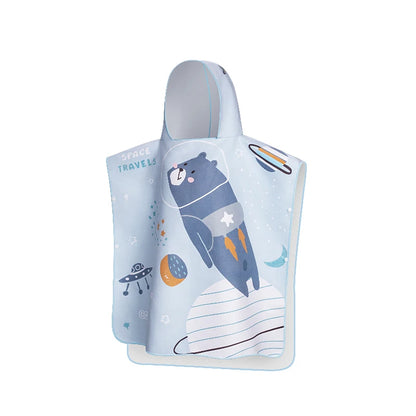 COPOZZ Children Changing Poncho Teen Soft Beach Cloak Hooded Cloak Bath Towel Quick Dry Microfiber Swimming Bathrobe
