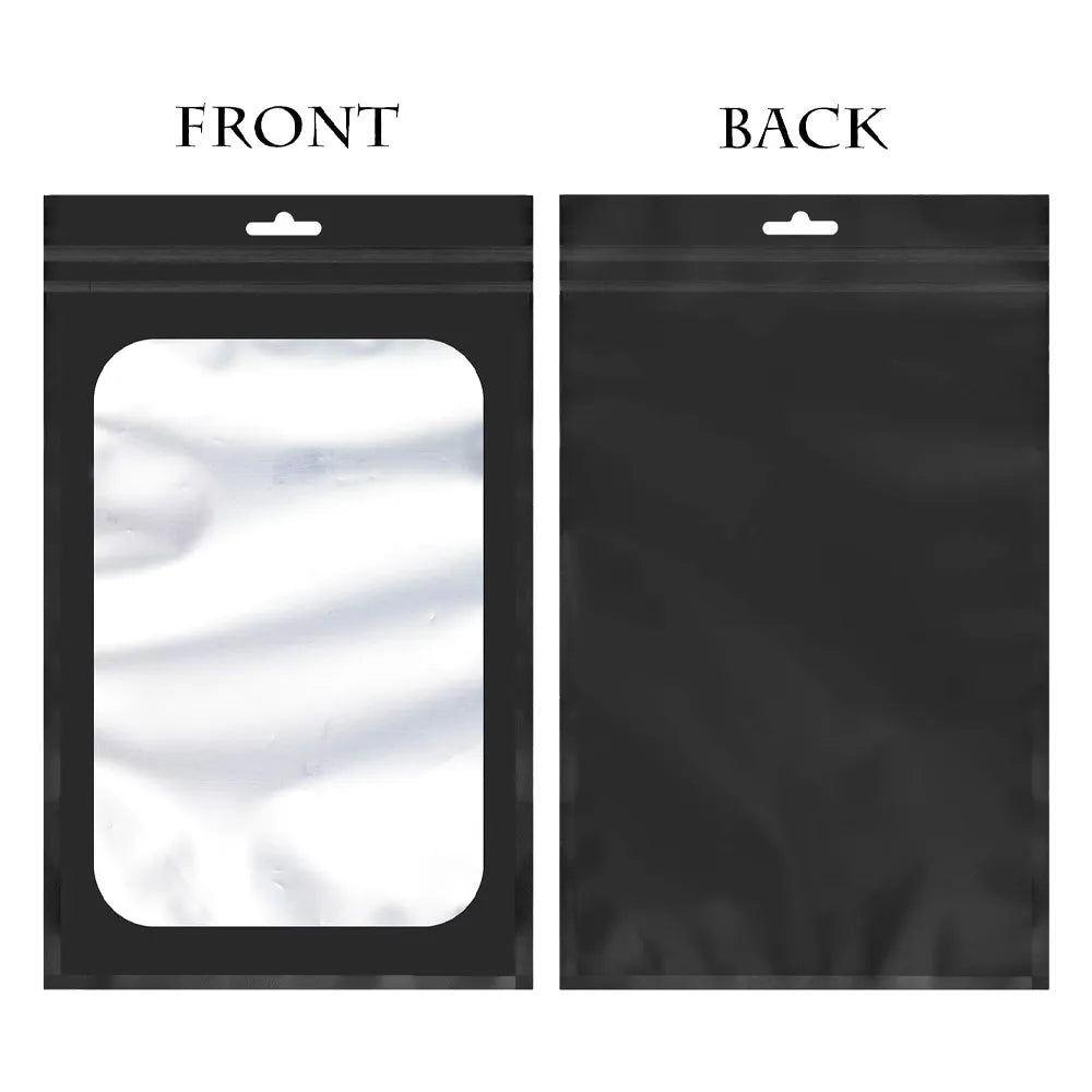 10/50 Pcs Resealable Mylar Bags, Sealable Odor Proof Foil Pouch Bag with Clear Window Jewelry Small Bussiness Packaging Supplies