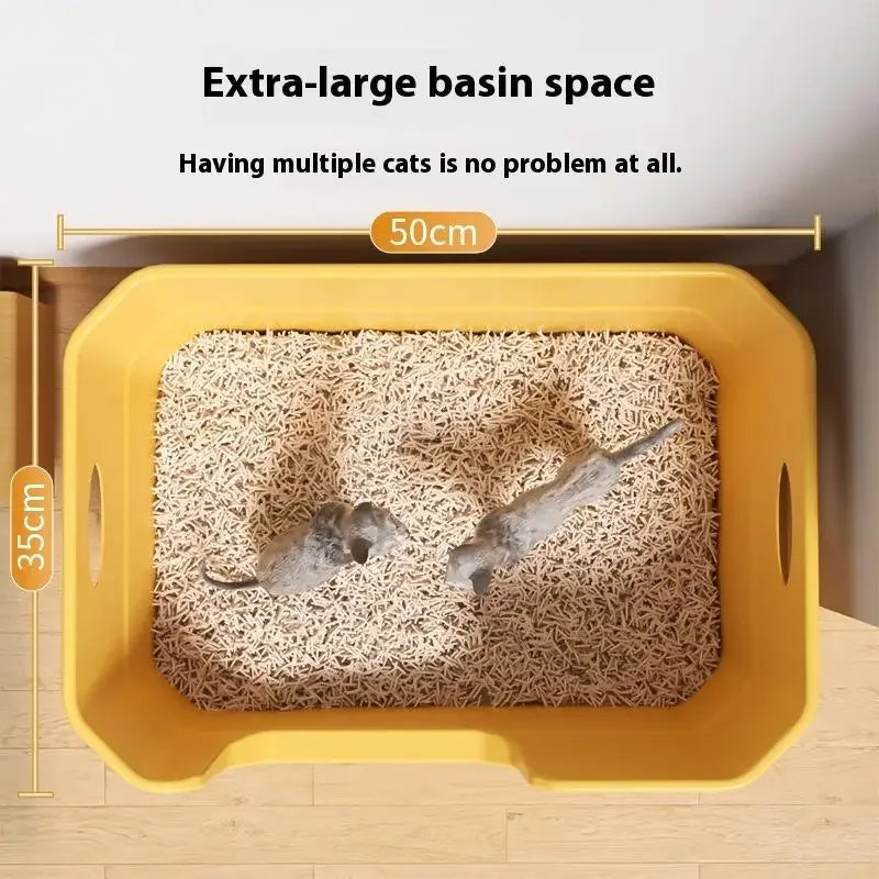 Open-Top Cat Potty Cat Garbage Odor-Resistant Bin Large Capacity Large Size Semi Enclosed Anti-Spla Cat Toilet Pet Supplies
