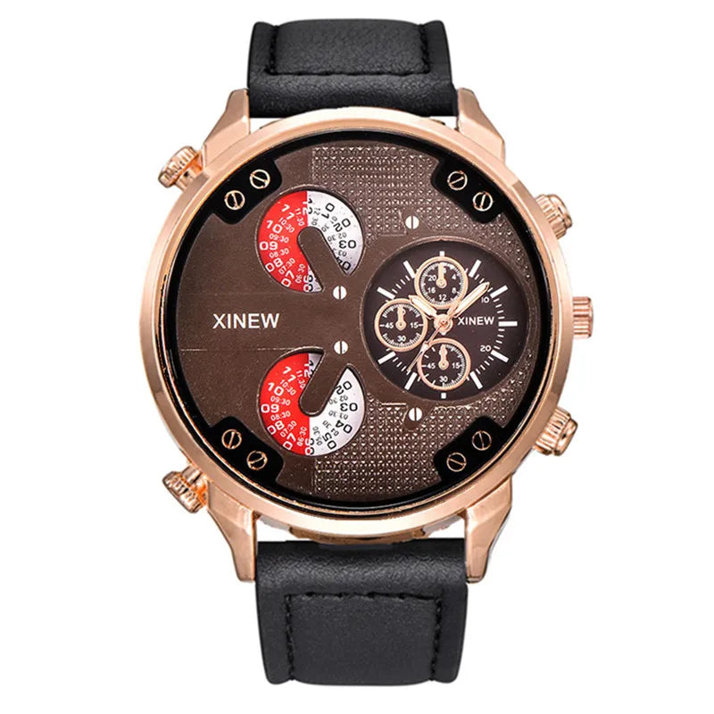 Original XINEW Brand Men Watches Black Boys Fashion Leather Band Gifts Quartz Watch Relogio Masculino Montre Homme Reloj Hombre