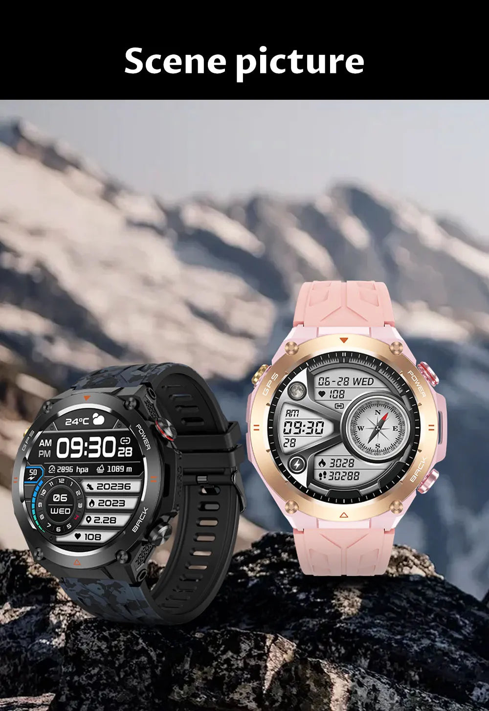 2025 GPS New Men Dual-band Positioning Smart Watch Men AMOLED Compass Waterproof 650mAh Battery Military Sport Watches New