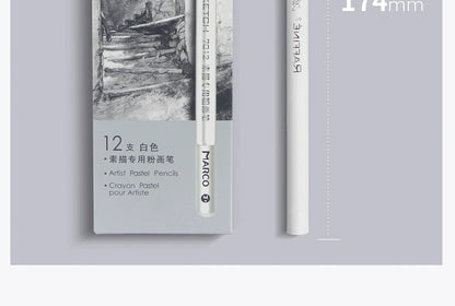 12pcs/box High Gloss Painting White Charcoal Pen Brown Comic Sketch Design Stroke Pen School Graffiti Art Supplies