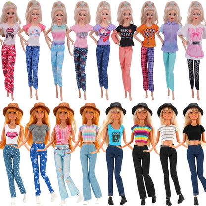 Fashion BJD Doll Clothes Top+pants(+Hats+shoes)Set Fit 30cm Doll&1/6 BJD Doll Clothing Accessories,Toys For Girls Gifts Festival