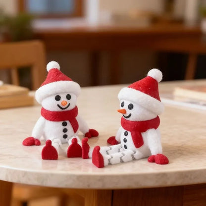 Creative Christmas Toys 3D Printed Red Scarves Snowman Dolls Holiday Gifts Home Decorations Cute Figurines Movable Joints