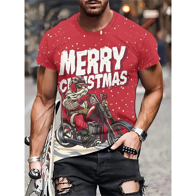 Christmas Tree Pattern T-Shirt For Men Funny Santa Claus 3D Printed Tees Summer Casual Short Sleeve O-Neck Tops Unisex T-Shirts