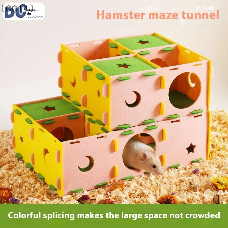〔CC11〕Removable Felt Maze Hide Nest Hamster Passage Little Pet Nest Sugar Glider Hamster Golden Bear Pet Toy Indoor Pet Supplies