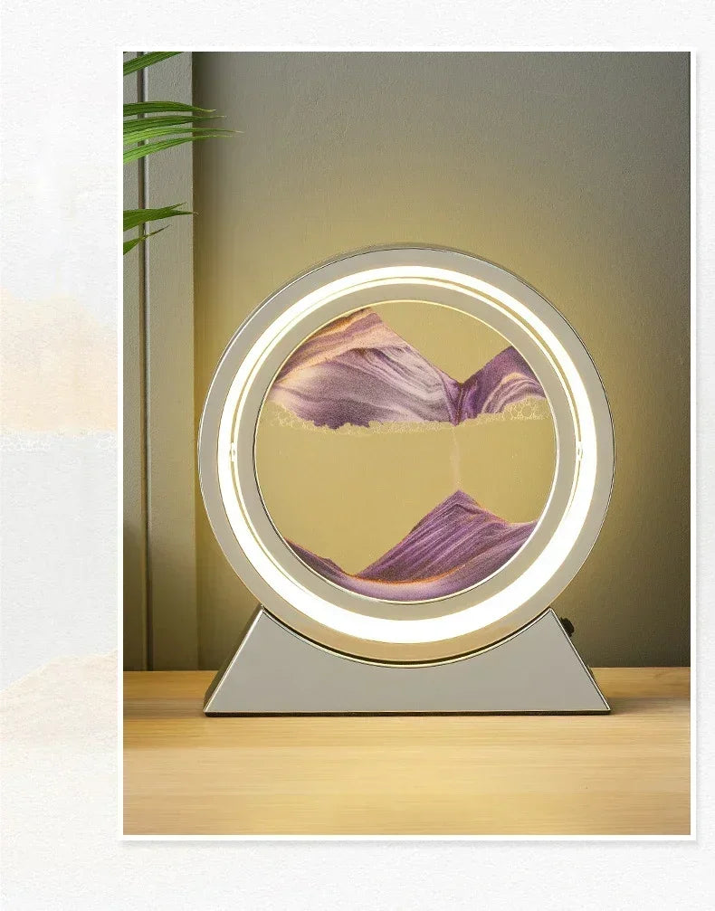 Sandscape Kinetic Sand Art Picture Quicksand Table Lamp Dynamic Liquid Hourglass Moving Sand Painting Flowing Sand Home Decor