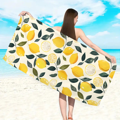 1pc fruit printed large beach towel, ultra-fine fiber towel, outdoor swimming, vacation, camping beach towel