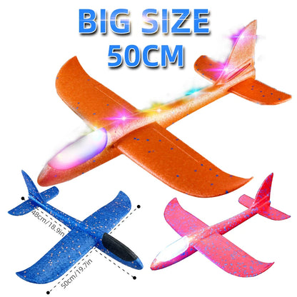 50/33CM Big Flash Foam Plane Glider Hand Throw Light Inertial AirPlane EPP Outdoor Launch Fun of Kids Toys for Children Boy Gift
