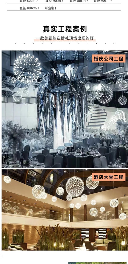 Modern Brief Loft Spark Ball LED Chandelier Fixture Firework Ball Stainless Steel Pendant Lamp for Home Decor Lighting 110-240V