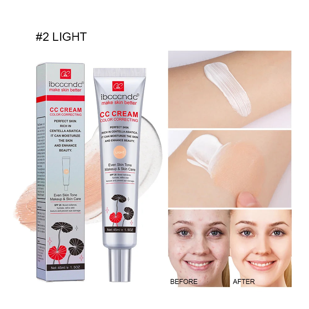 Correcting CC Cream Foundation Moisturizing Waterproof Even Skin Tone Base Makeup Lasting Conceal Pores CC Cream Primer Cosmetic