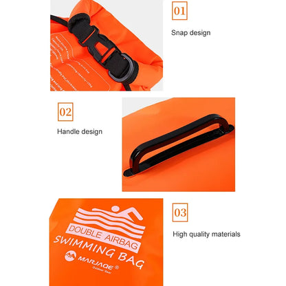 20L Inflatable Open Swimming Buoy Tow Floating Bag Double AirBags Water Sport Life Saving Swim Buoy Pool Inflated Air Drying Bag