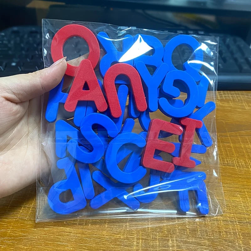Red & Blue English Letter Magnetic Stickers Number Refrigerator Magnetic Stickers Alphabet Spelling Educational Kids Toys