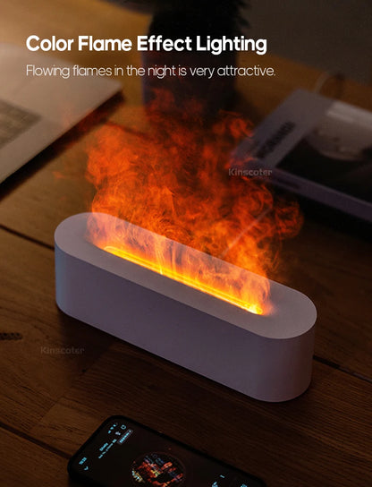 Simulated Flame Aromatherapy Diffuser USB Air Humidifier Desktop Purifier Supports Essential Oil Aroma Cool Mist Difusor