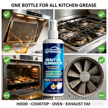 Heavy Oil Eliminator – Spray & Wipe, No Scrubbing. Remove Grease from Car Engine, Wheels, Stove, Oven. 100ml, Safe for All Surfa