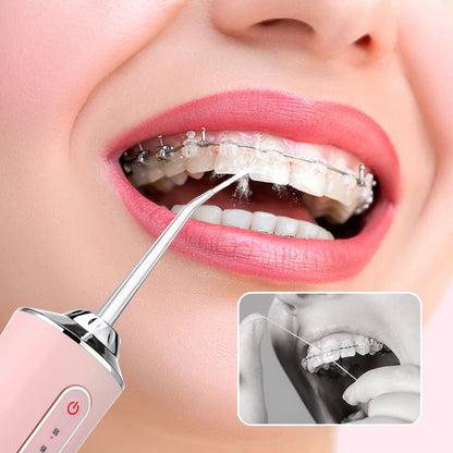 Portable Oral Irrigator Dental Water Flosser USB Water Jet Floss 4 Jet Tip 220ml 3 Modes IPX7 1400rpm Mouth Washing Machine