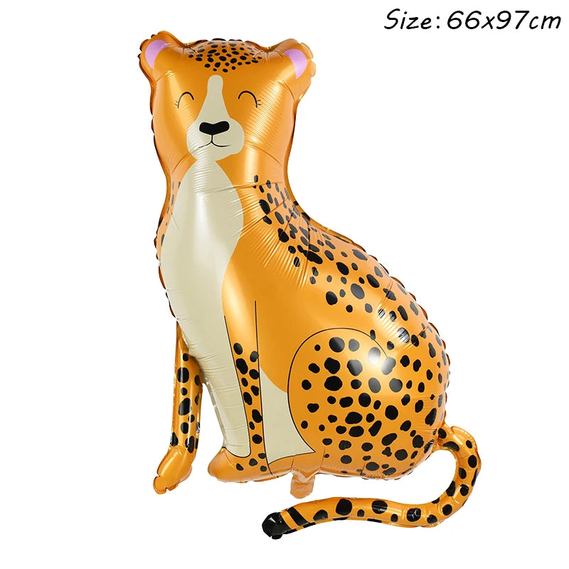 1Pc Cartoon Animals Lion Monkey Elephant Leopard Foil Balloon Jungle Safari Birthday Party Air Globos Decorations Kids Gift Toys