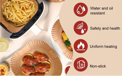 100Pcs Non Stick Air Fryer Liners Oil Waterproof Parchment Paper Baking Roasting Microwave Pre Cut Air Fryer Accessories