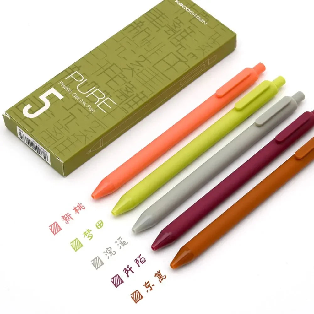 5Pcs New 2025 Kaco Sunrise Impression Cute Colors Gel Pens 0.5mm Retractable Kawaii Pen Stationery for Kids School Supplies