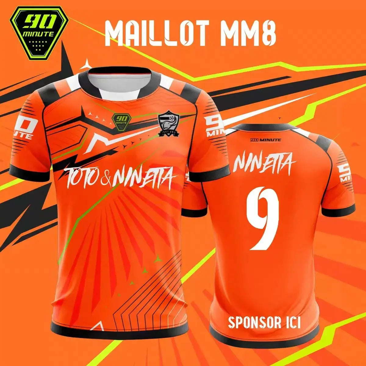 90 Minute Series MM9 JUL Football Shirt for Men, Summer Outdoor Sport Quick-Drying Jersey, Fitness Training T-shirt