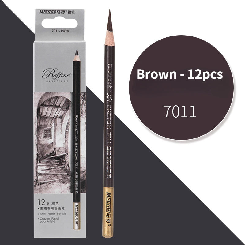 12pcs/box High Gloss Painting White Charcoal Pen Brown Comic Sketch Design Stroke Pen School Graffiti Art Supplies