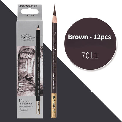 12pcs/box High Gloss Painting White Charcoal Pen Brown Comic Sketch Design Stroke Pen School Graffiti Art Supplies