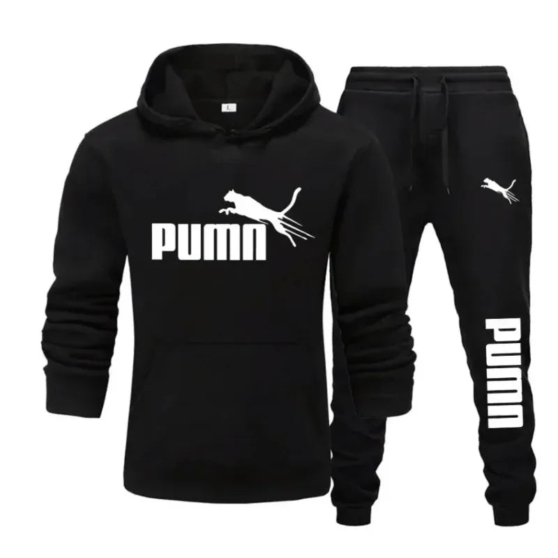 2025 New Autumn and Winter Men's Pullover Hoodie and Pants Two-Piece Set Fashionable Trendy Fitness Casual Sportswear
