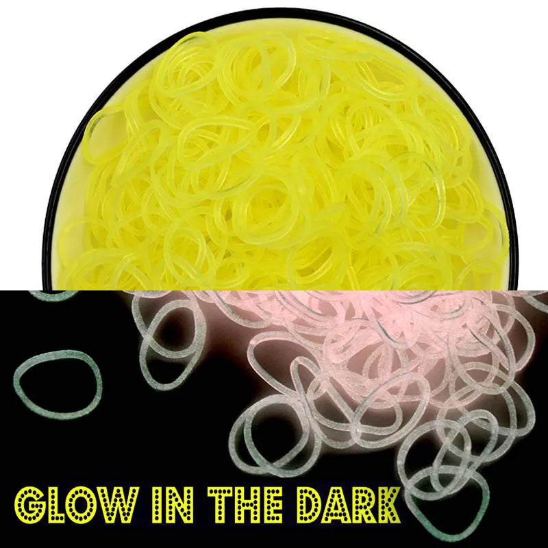 600Pcs New ColorTransparent  Fluorescence Glow Bracelets Making Supplies DIY Rubber Loom Bands Wrist Necklaces Child Party Toys