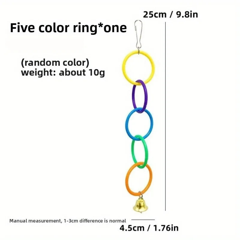 Parrot Toys Colorful Parrot Climbing and Chewing Toy with Bell Bird Swing Toys for Nibbling and Playing