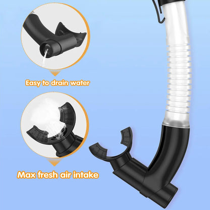 3 Windows Snorkel Mask Set Scuba Diving Swimming Goggles Panoramic Wide View HD Dry Top Anti-Leak Anti-Fog For Adults and Kids