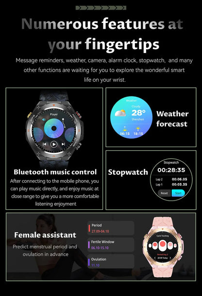 2025 GPS New Men Dual-band Positioning Smart Watch Men AMOLED Compass Waterproof 650mAh Battery Military Sport Watches New
