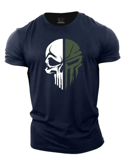 3D Men's T shirt for men Print Military Skull T Shirt Oversized Gym Short-Sleeved Sportswear Men Clothing Sport Top Tees