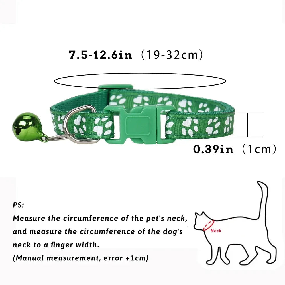 1/3/6/12/18Pcs Hot Pet Cat Bell Collar Dog Print Cat Collar Multi-Color Optional Necklace Ring Cat Rope Collar Pet Supplies